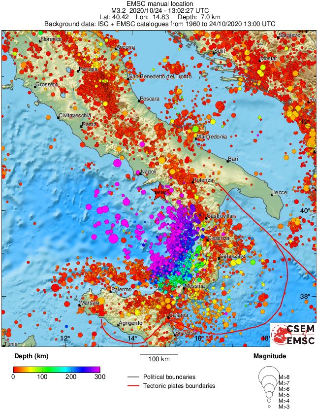 regional depth historical seismicity