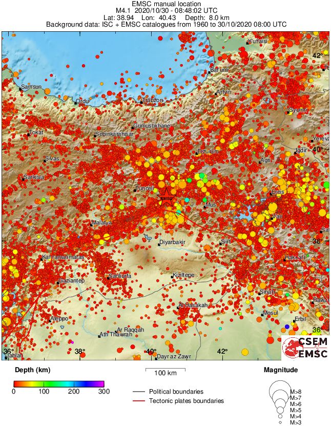 regional depth historical seismicity