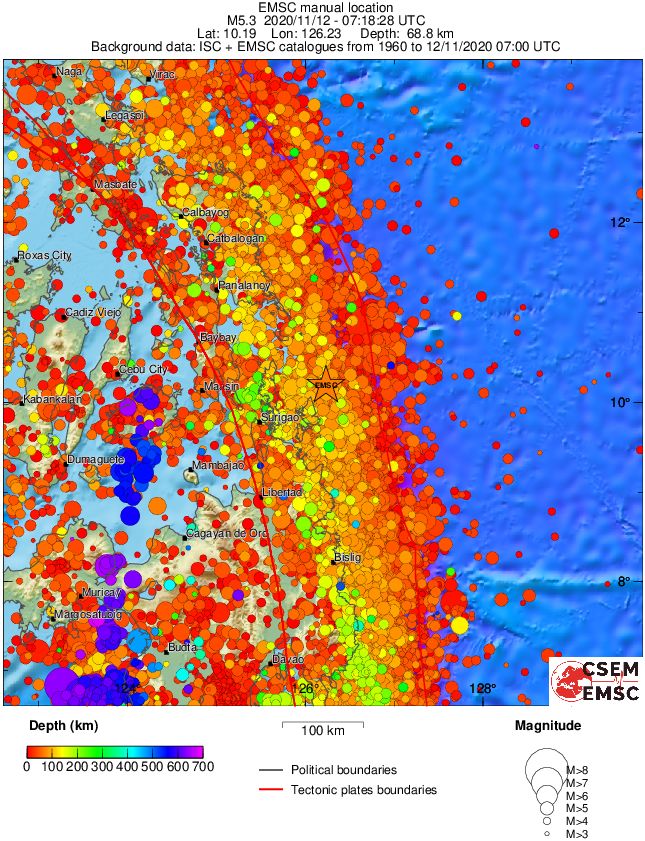 regional depth historical seismicity