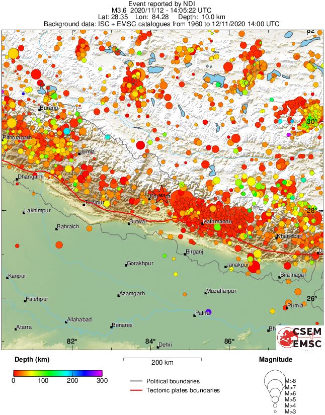 regional depth historical seismicity