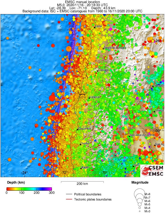 regional depth historical seismicity