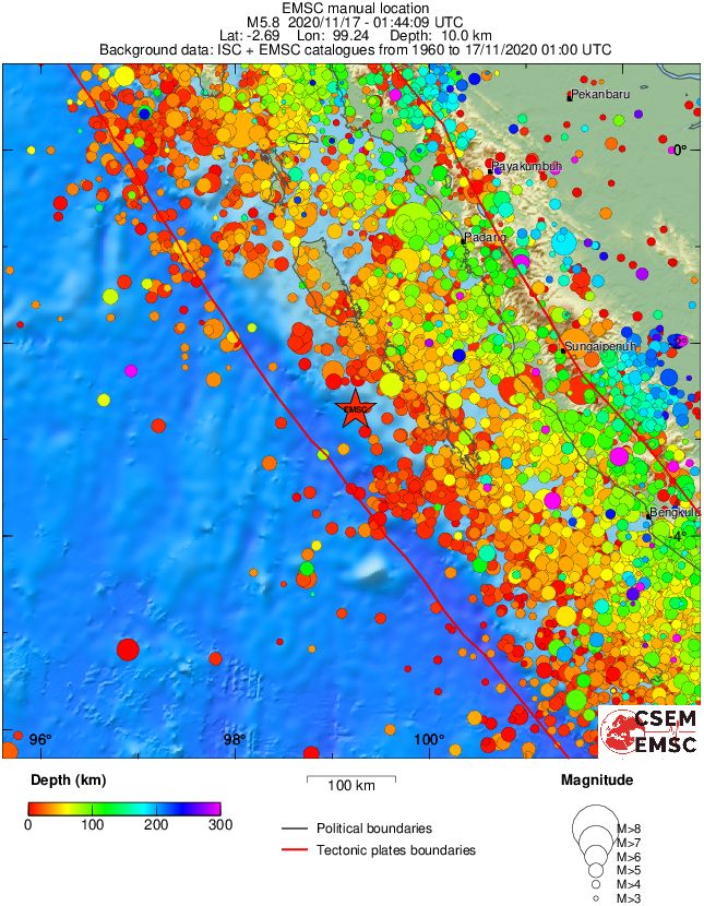 regional depth historical seismicity