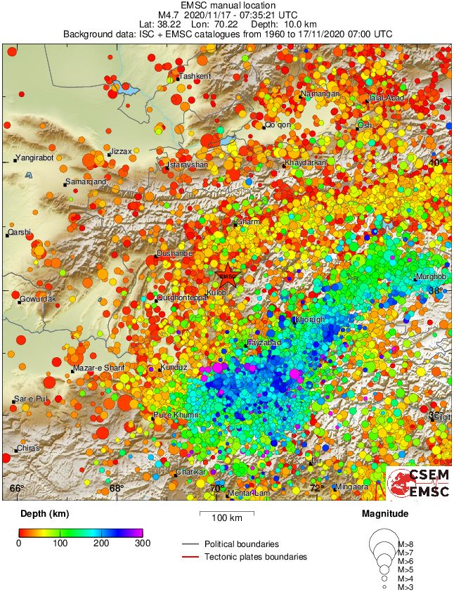 regional depth historical seismicity