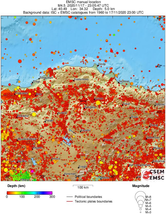 regional depth historical seismicity