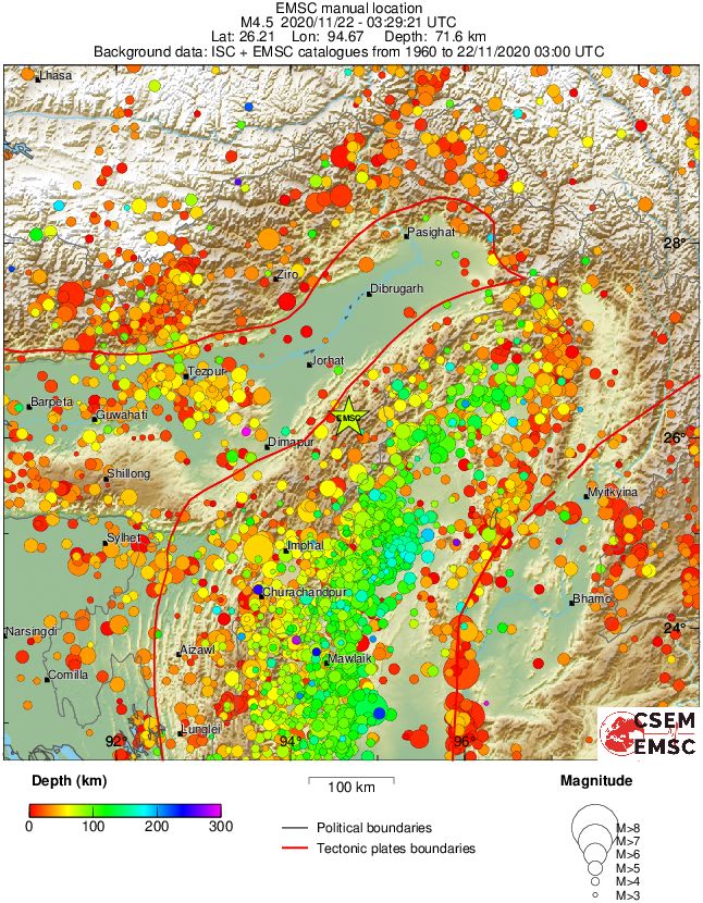 regional depth historical seismicity