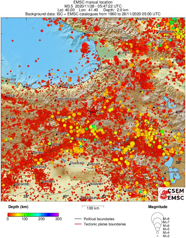 regional depth historical seismicity
