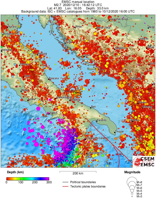 regional depth historical seismicity