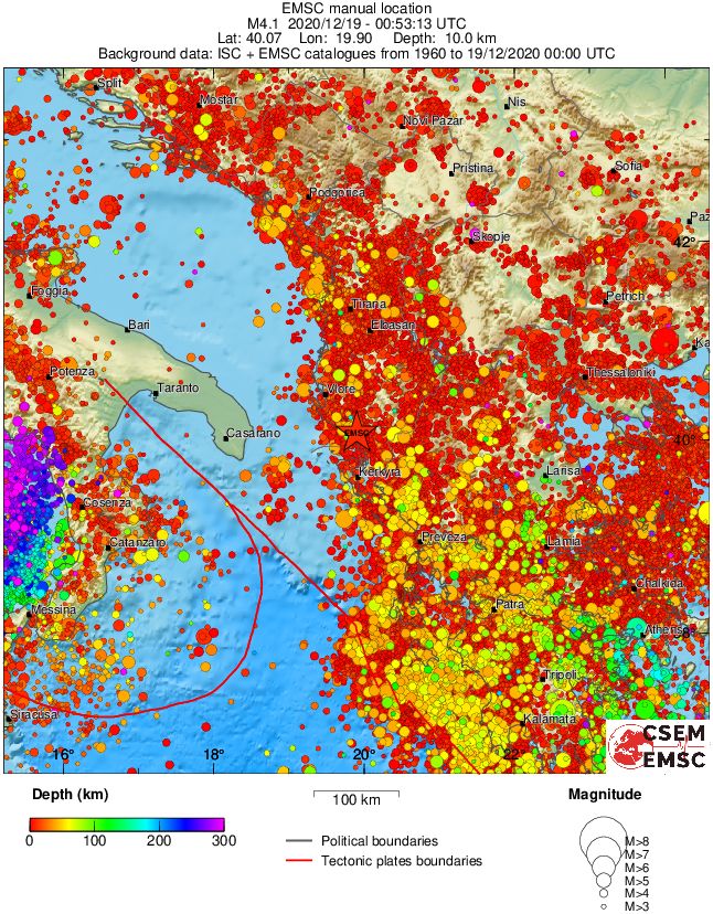 regional depth historical seismicity