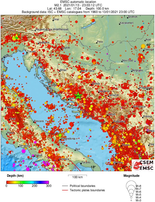regional depth historical seismicity