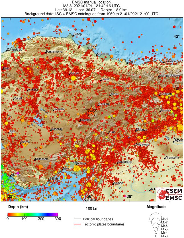 regional depth historical seismicity