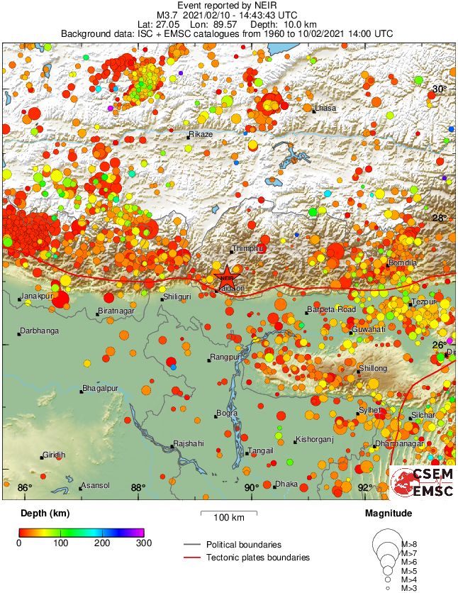 regional depth historical seismicity