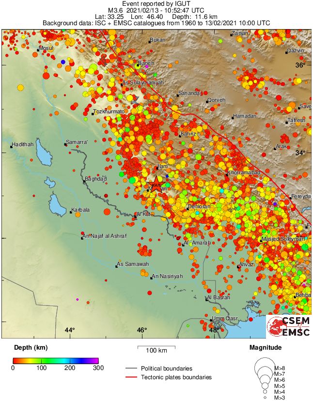 regional depth historical seismicity