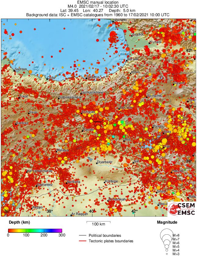 regional depth historical seismicity