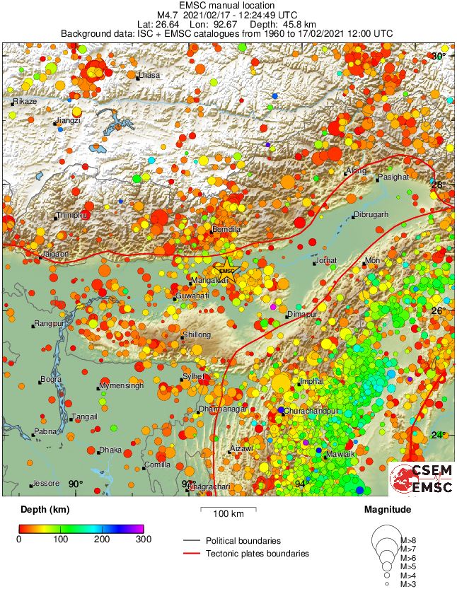 regional depth historical seismicity