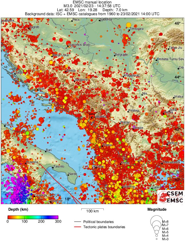 regional depth historical seismicity