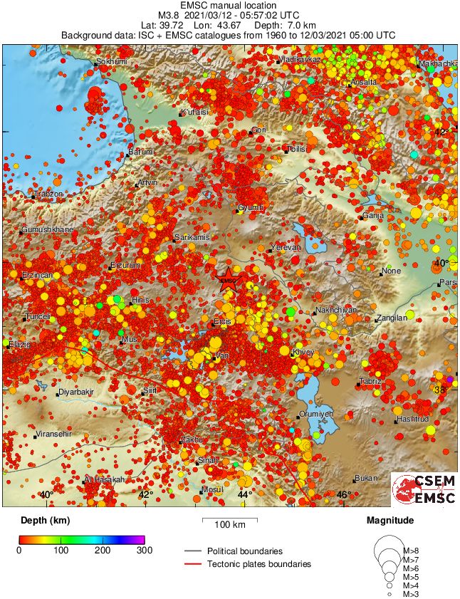 regional depth historical seismicity