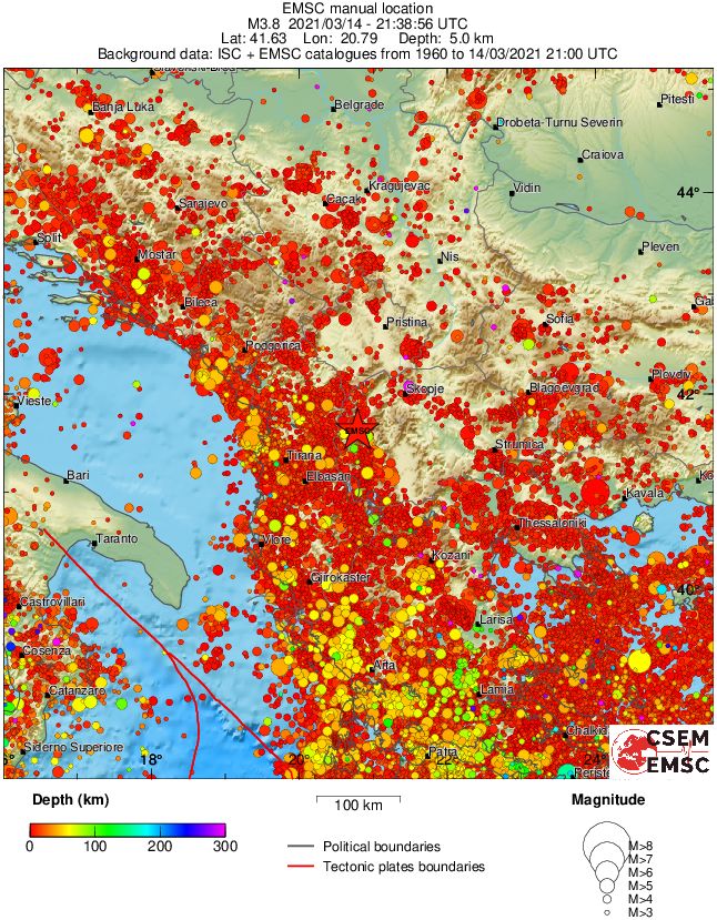 regional depth historical seismicity