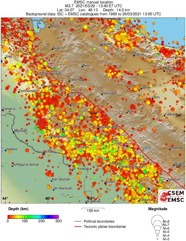 regional depth historical seismicity