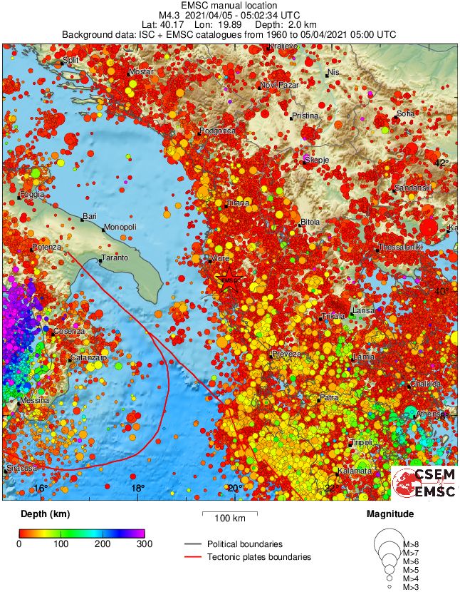 regional depth historical seismicity