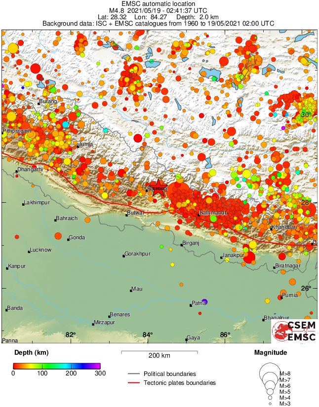 regional depth historical seismicity