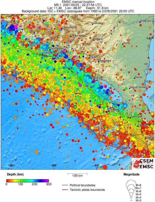 regional depth historical seismicity