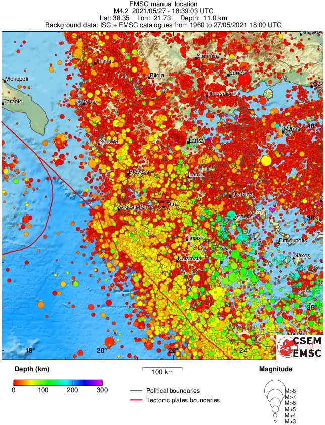regional depth historical seismicity
