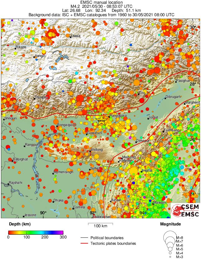 regional depth historical seismicity